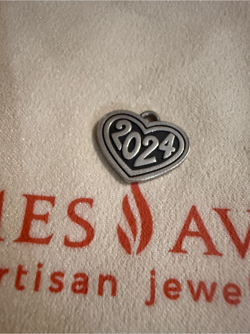 James Avery Retired Heart 2024 Year Charm cut